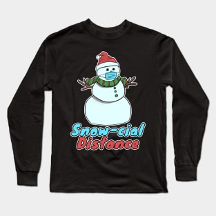 Snow-Cial Distance Snowman with face mask Snovid Long Sleeve T-Shirt